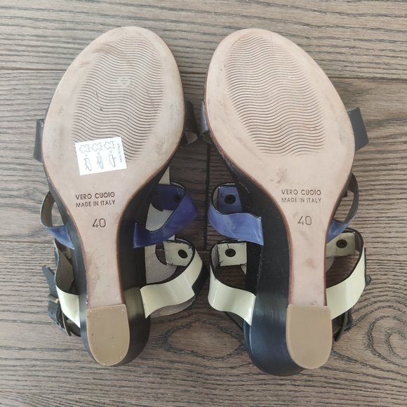 PRIMA EDIZIONE All Leather Strappy Wedge Sandal Made in Italy Size 9 40EU NEW - Picture 5 of 6